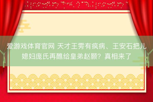 爱游戏体育官网 天才王雱有疯病、王安石把儿媳妇庞氏再醮给皇弟赵颢？真相来了