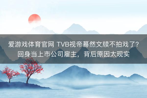 爱游戏体育官网 TVB视帝蓦然文牍不拍戏了？回身当上市公司雇主，背后原因太现实