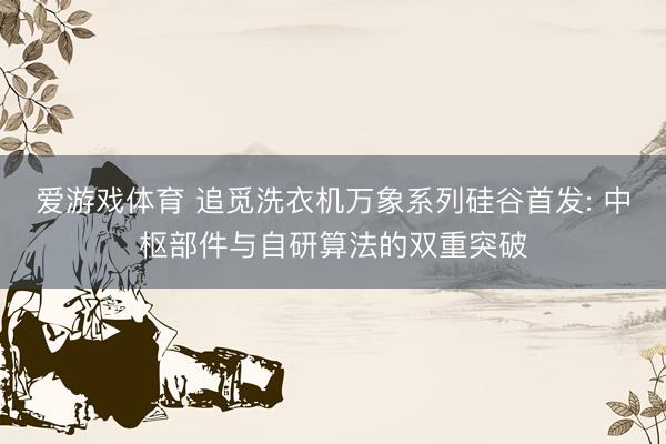 爱游戏体育 追觅洗衣机万象系列硅谷首发: 中枢部件与自研算法的双重突破